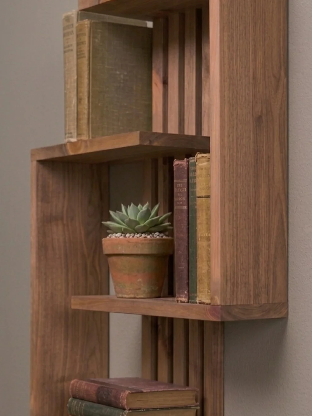 Handcrafted Modern Geometric Wall Shelf – Solid Wood